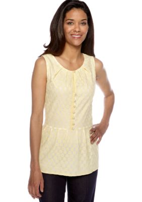 ECI Sleeveless Lace Peplum Blouse