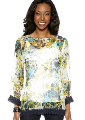 Grace Elements Crochet Trim Floral Woven