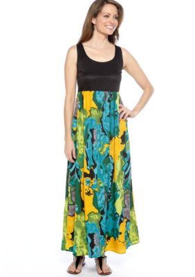 Grace Elements Watercolor Floral Print Maxi Dress