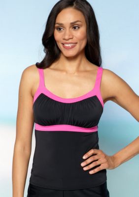 Caribbean Joe Solid Framed Peasant Tankini