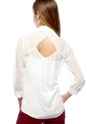 6 Degrees Foil Dot Keyhole Back Top