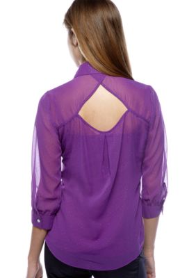 6 Degrees Foil Dot Keyhole Back Top