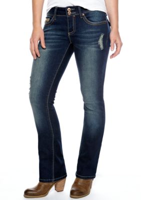 YMI Double Button Front Slim Boot Cut Jean