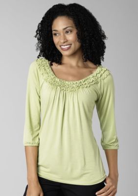 Madison 3/4 Sleeve Lettuce Edge Ruffle Top