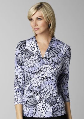 Madison Printed Hi V Neck Top