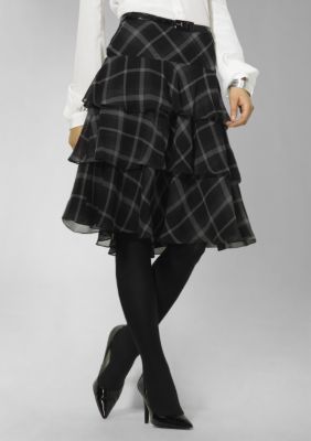 Lauren by Ralph Lauren Gaynell Silk Plaid Skirt<br>