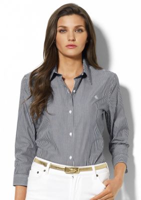 Lauren Ralph Lauren Priya 3/4 Sleeve Striped Shirt
