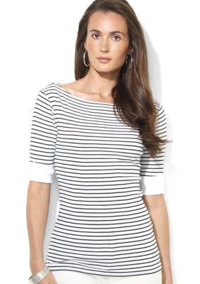 Lauren Ralph Lauren Elbow-Sleeve Striped Shirt
