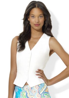 Lauren Ralph Lauren Floral-Embroidered Linen Vest