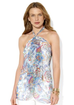 Lauren Ralph Lauren Ruffled Silk Halter Top