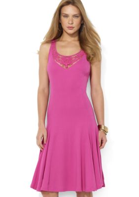 Lauren Ralph Lauren Lace Cotton Scoopneck Dress