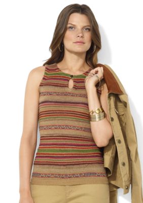 Lauren Ralph Lauren Striped Linen Crewneck Tank