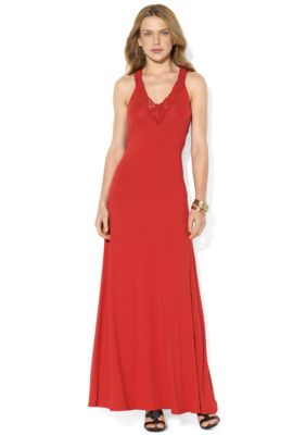 Lauren Ralph Lauren Twisted-Knot V-Neck Maxi Dress