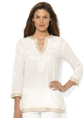 Lauren Ralph Lauren V-Neck Cotton Tunic