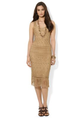 Lauren Ralph Lauren Pointelle-Knit Fringed Dress