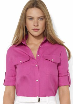 Lauren Ralph Lauren Roll-Sleeve Linen Shirt