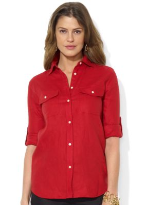 Lauren Ralph Lauren Roll-Sleeve Linen Shirt