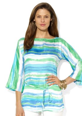 Lauren Ralph Lauren Striped Georgette Dolman Sleeve Tunic
