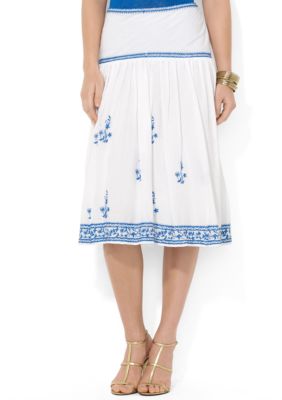 Lauren Ralph Lauren Embroidered Cotton Skirt