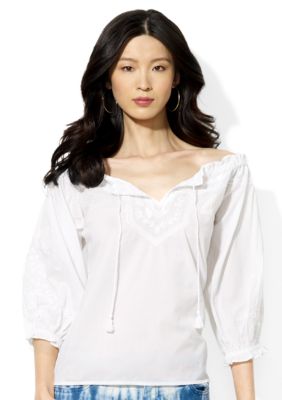 Lauren Ralph Lauren Embroidered Smocked Top 
