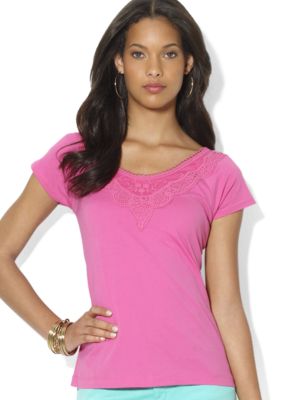 Lauren Ralph Lauren Crocheted Scoopneck Tee