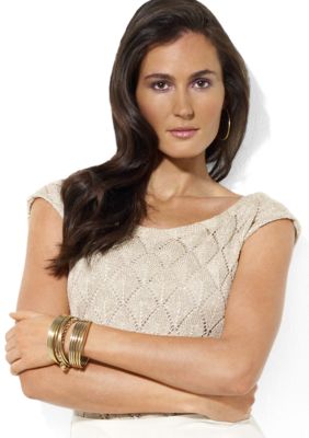 Lauren Ralph Lauren Pointelle Ballet-Neck Top