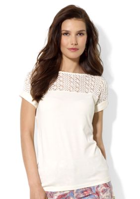 Lauren Jeans Co. Lace-Yoke Cotton Tee
