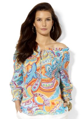 Lauren Ralph Lauren Ruffled Paisley Silk Top