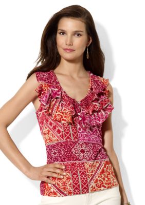 Lauren Ralph Lauren Ruffled V-Neck Top