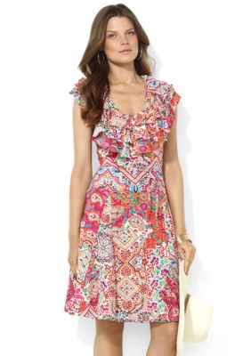 Lauren Ralph Lauren Ruffled Paisley Cotton Dress