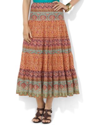 Lauren Ralph Lauren Paisley Tiered Cotton Skirt
