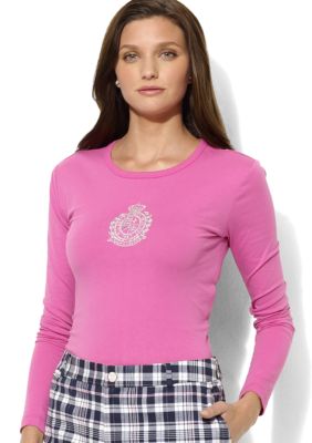 Lauren Ralph Lauren Petite Claudie Crested Logo Tee
