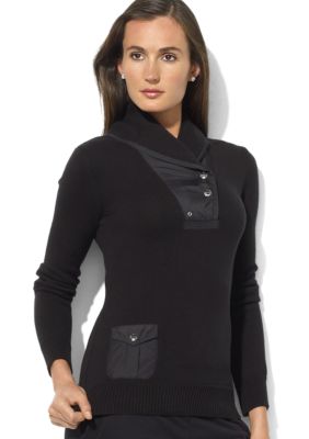Lauren Ralph Lauren Petite Cotton Shawl-Collar Sweater