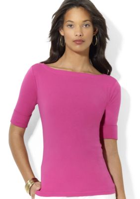 Lauren Ralph Lauren Petite Cotton Boatneck Top