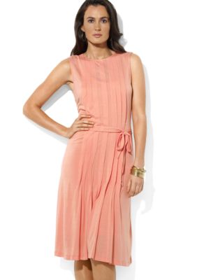 Lauren Ralph Lauren Petite Pleated Crewneck Dress