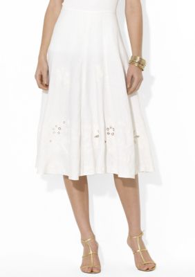 Lauren Ralph Lauren Petite Embroidered Cotton Skirt