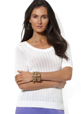 Lauren Ralph Lauren Petite Combed Cotton Scoopneck Top