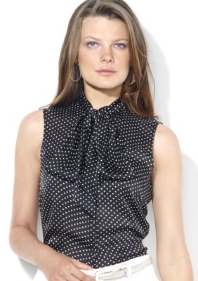 Lauren Ralph Lauren Petite Sleeveless Tied Blouse