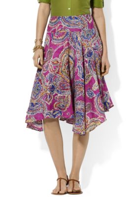 Lauren Ralph Lauren Petite Paisley Cotton Ruffle Skirt
