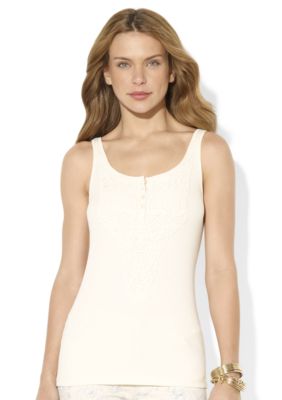 Lauren Ralph Lauren Petite Embroidered Cotton Tank