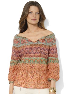 Lauren Ralph Lauren Petite Cotton Peasant Blouse