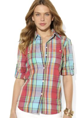 Lauren Ralph Lauren Petite Plaid Linen Workshirt