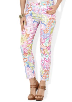 Lauren Ralph Lauren Petite Stretch Cotton Floral Print Pants 