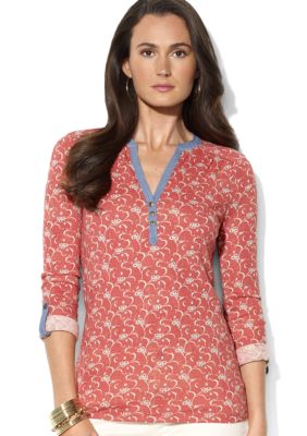 Lauren Ralph Lauren Petite Floral Cotton Henley