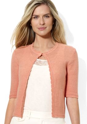 Lauren Ralph Lauren Petite Crocheted Cropped Cardigan