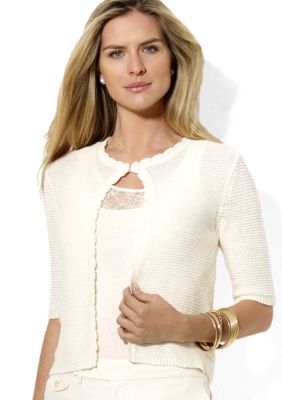 Lauren Ralph Lauren Petite Crocheted Cropped Cardigan