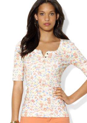 Lauren Ralph Lauren Petite Floral Cotton Henley