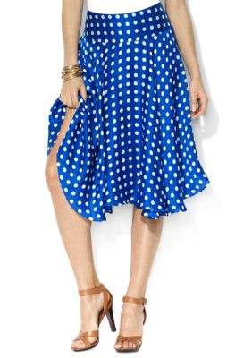 Lauren Ralph Lauren Petite Polka-Dot Silk Skirt