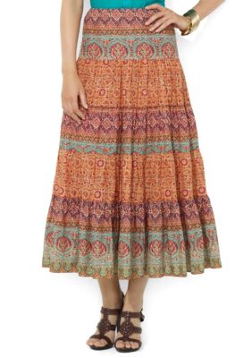 Lauren Ralph Lauren Petite Paisley Tiered Cotton Skirt
