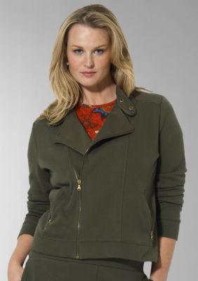 Lauren by Ralph Lauren Plus Size French Rib Cotton Moto Jacket